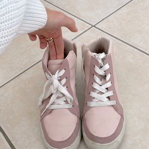 Shoes pink and white, high top sneakers